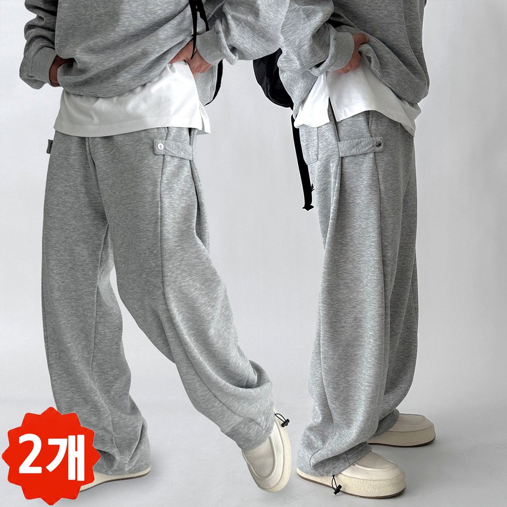 2장묶음 빠델 남자 여자 스냅 오버핏 와이드핏 벌룬핏 조거 밴딩 사계절 코튼 스웻 츄리닝 팬츠 36,900원