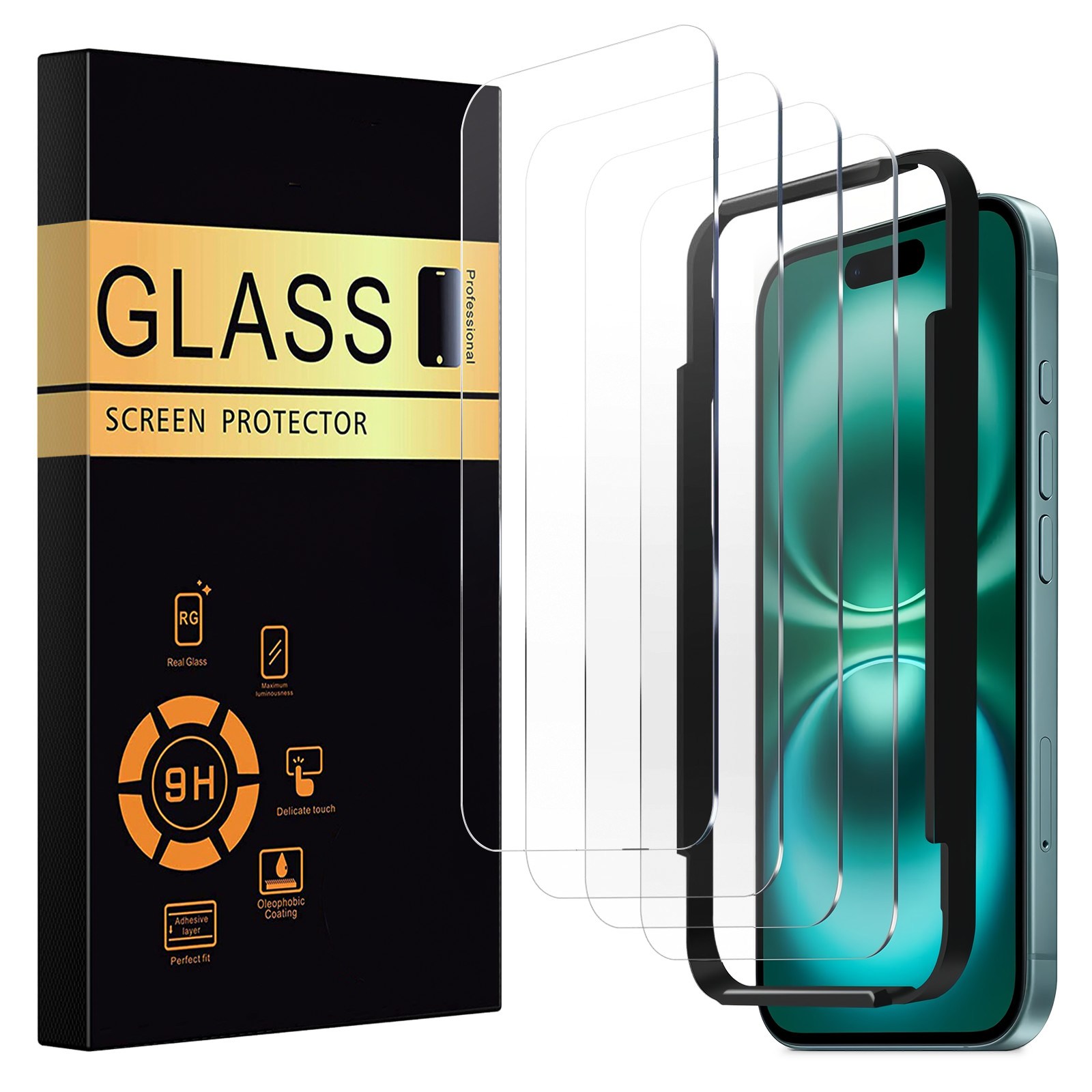 Seefer 아이폰 강화유리 필름 정렬 프레임 포함 세트 9H 경도 2.5D 풀커버 간편설치 스크래치방지 방현 고투과율 4매 8,500원