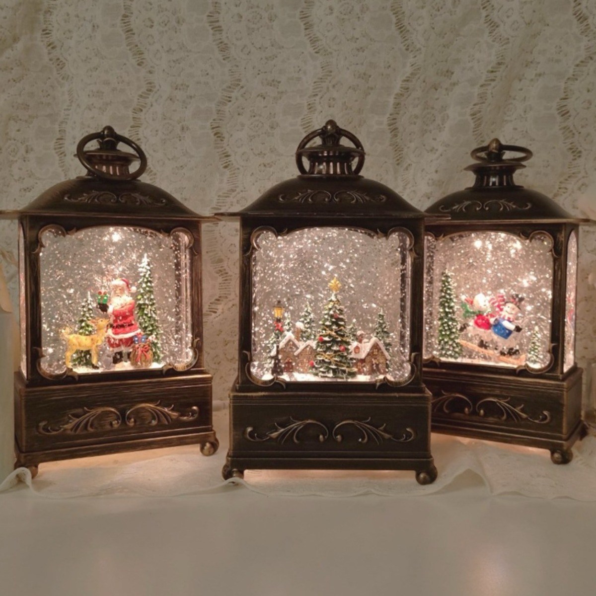 직사각 랜턴 크리스마스 LED장식 오르골 납작사각 산타 무드등 인테리어 장식품, 납작사각산타 45,800원