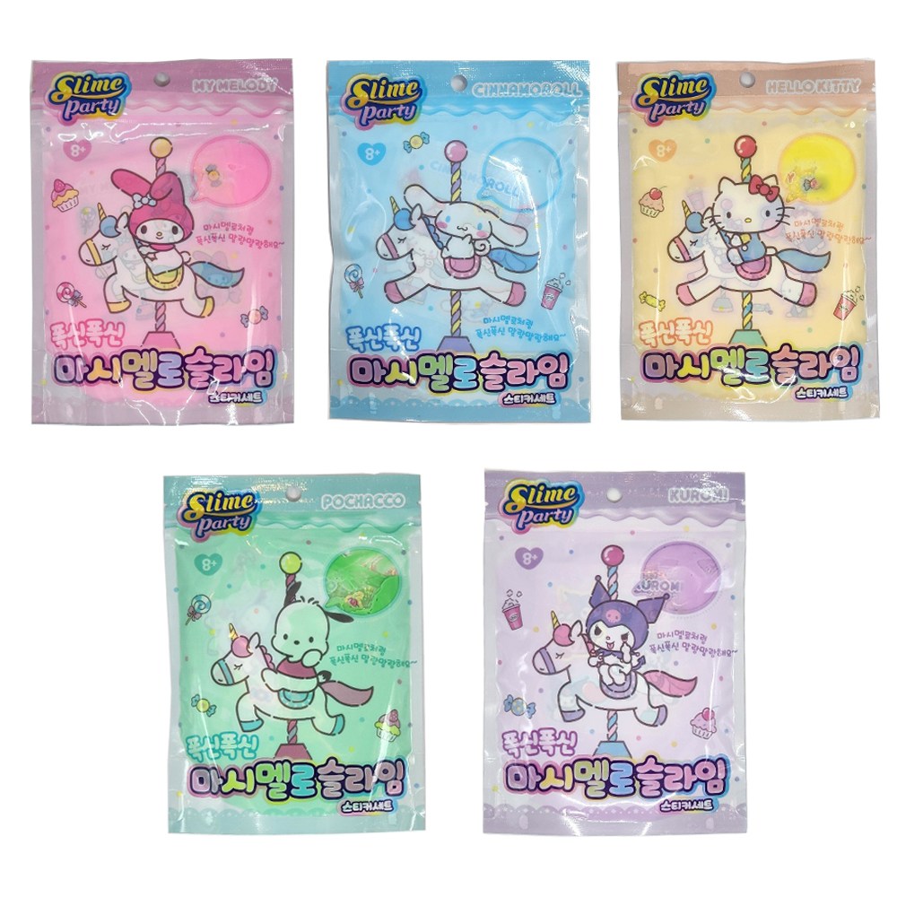 산리오 캐릭터 폭신폭신 마시멜로 슬라임+스티커세트 5P (중복없음), 1세트 14,750원