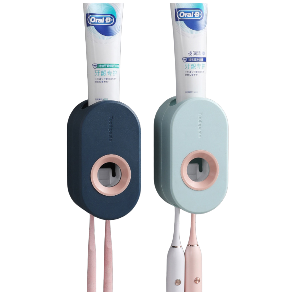 Pyunri 1+1 편리한 자동 치약 짜개 & 칫솔 2개 꽂이 디스펜서 튜브링거 유럽풍 스타일, 2개 12,800원