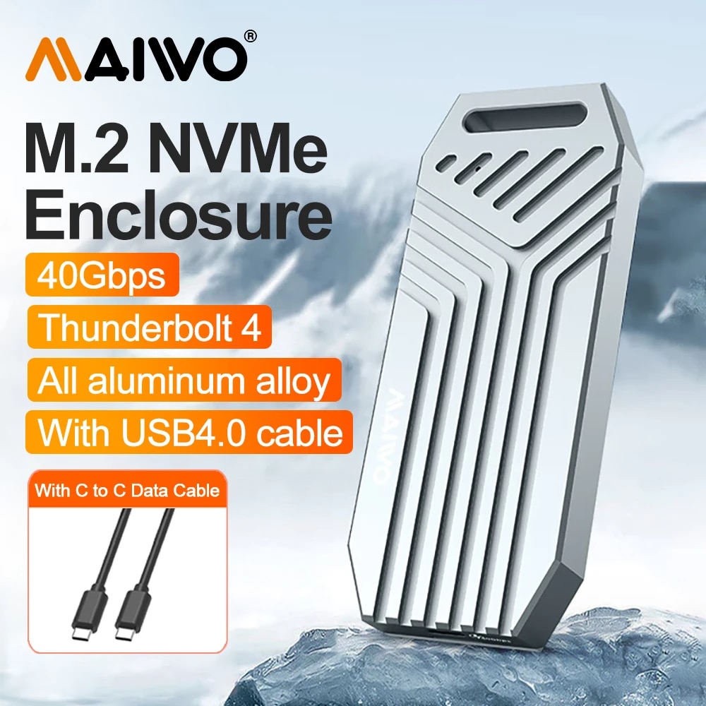 썬더볼트독 허브 MAIWO USB4 NVMe M2 SSD 인클로저 알루미늄 외장 케이스 썬더볼트 4 타입 C NVME 케이스와 호환 가능 40Gbps 97,500원