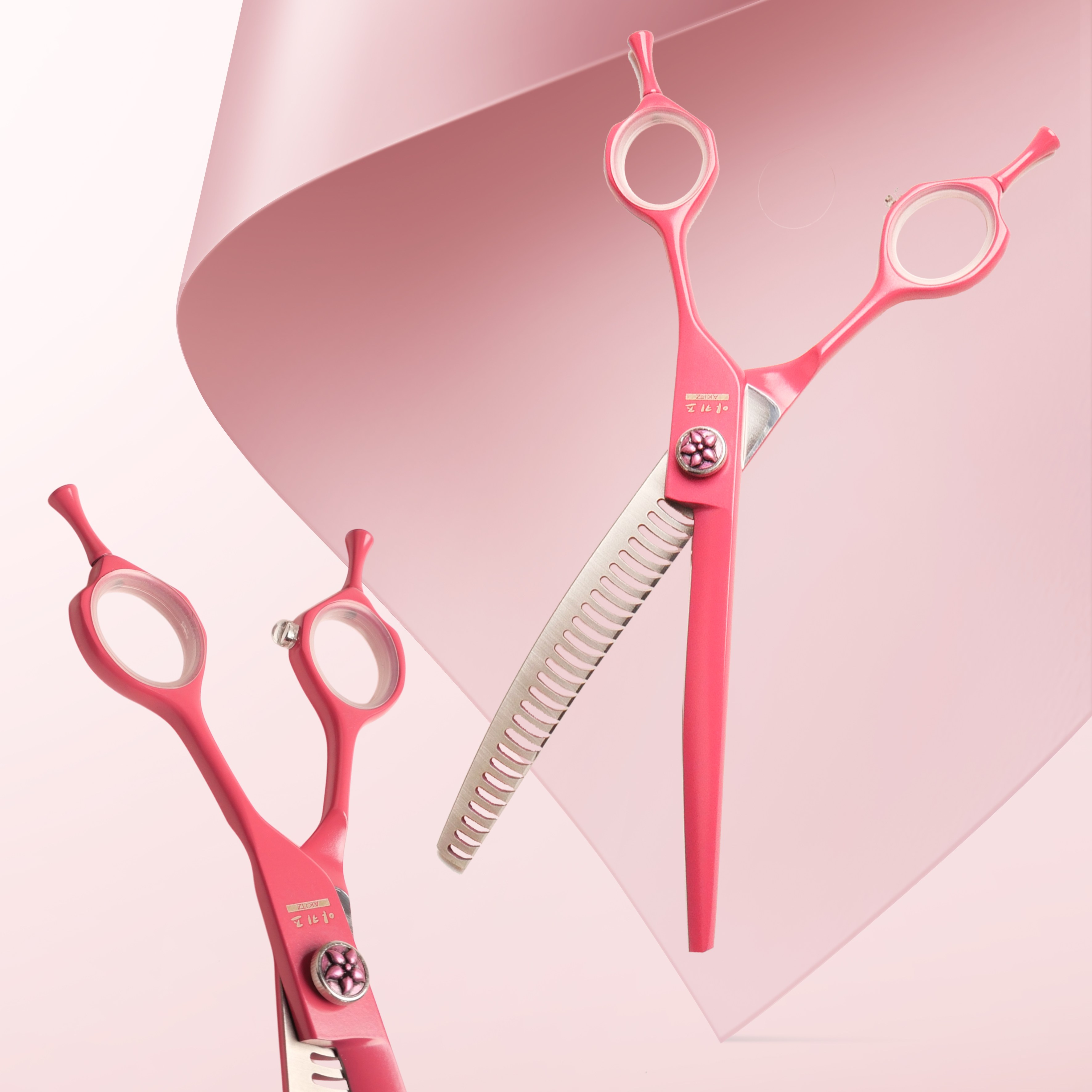 [APS-7028C] 아키즈 애착가위 전문가용 요술가위 민가위 숱가위 커브가위 애견미용가위, 1개, 핑크 180,000원