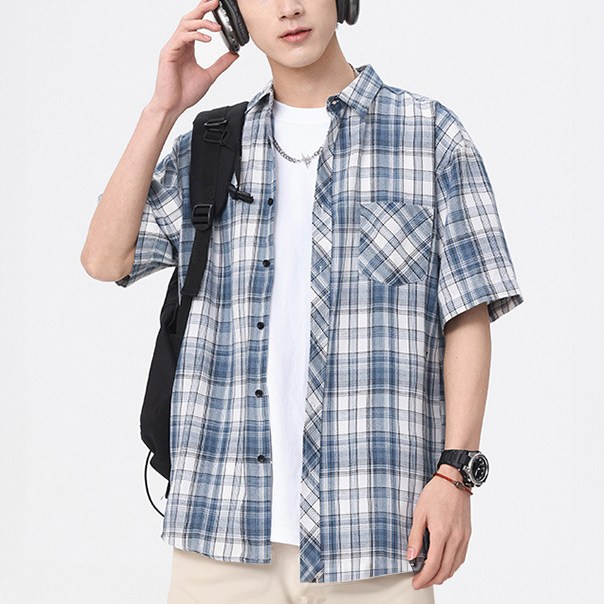 킹앤조이 이테르 사선포켓 윈도우 체크 반팔 셔츠 남방 39,800원