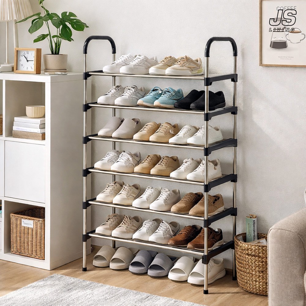 JS리빙 6단 신발장 정리대 아파트 현관 수납장 튼튼한 철제 스탠드 다이 틈새 실내화 간이 거치대 선반 좁은 원룸 미니 슬림 신발 정리선반 슈즈렉 WD@09142-AWF098 13,900원