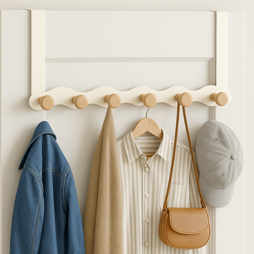 하스몰 웨이브 우드감성 옷걸이 도어 행거 후크, 6구, 1개, 화이트6구 15,900원