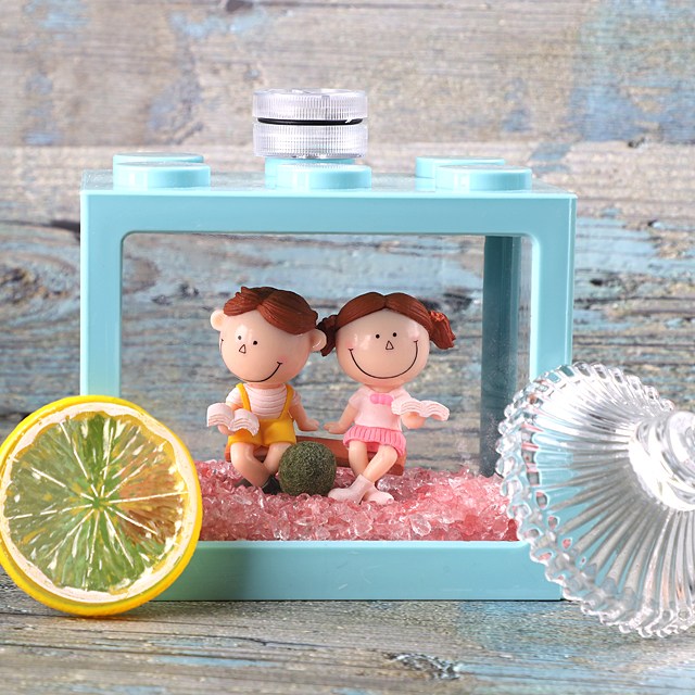 너가 제일좋아 블럭 어항 세트 마리모 포함 LED 전구 포함 베타 수조 키트 DIY, 1개 11,400원