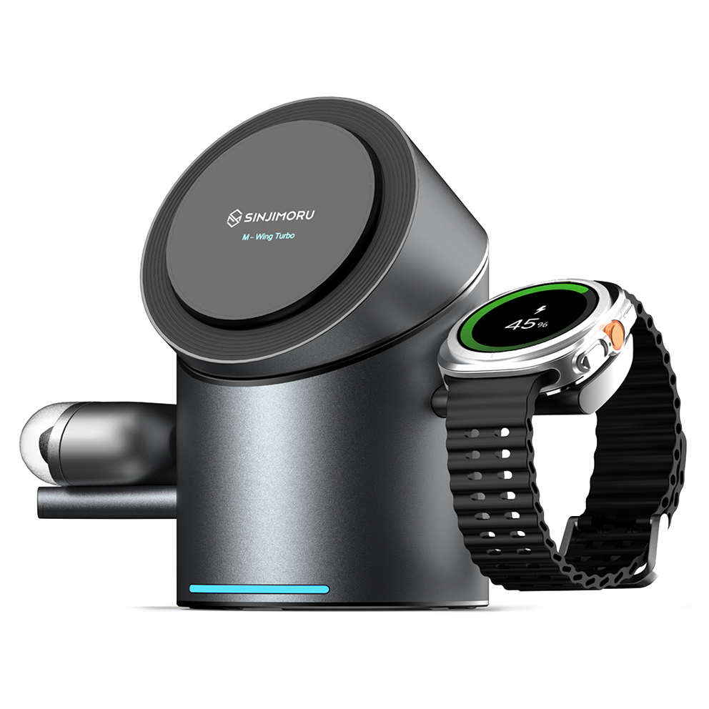 신지모루 Qi2 3in1 무선충전 맥세이프 M 윙 터보 갤럭시 워치 거치대, 블랙메탈, 1개 39,900원