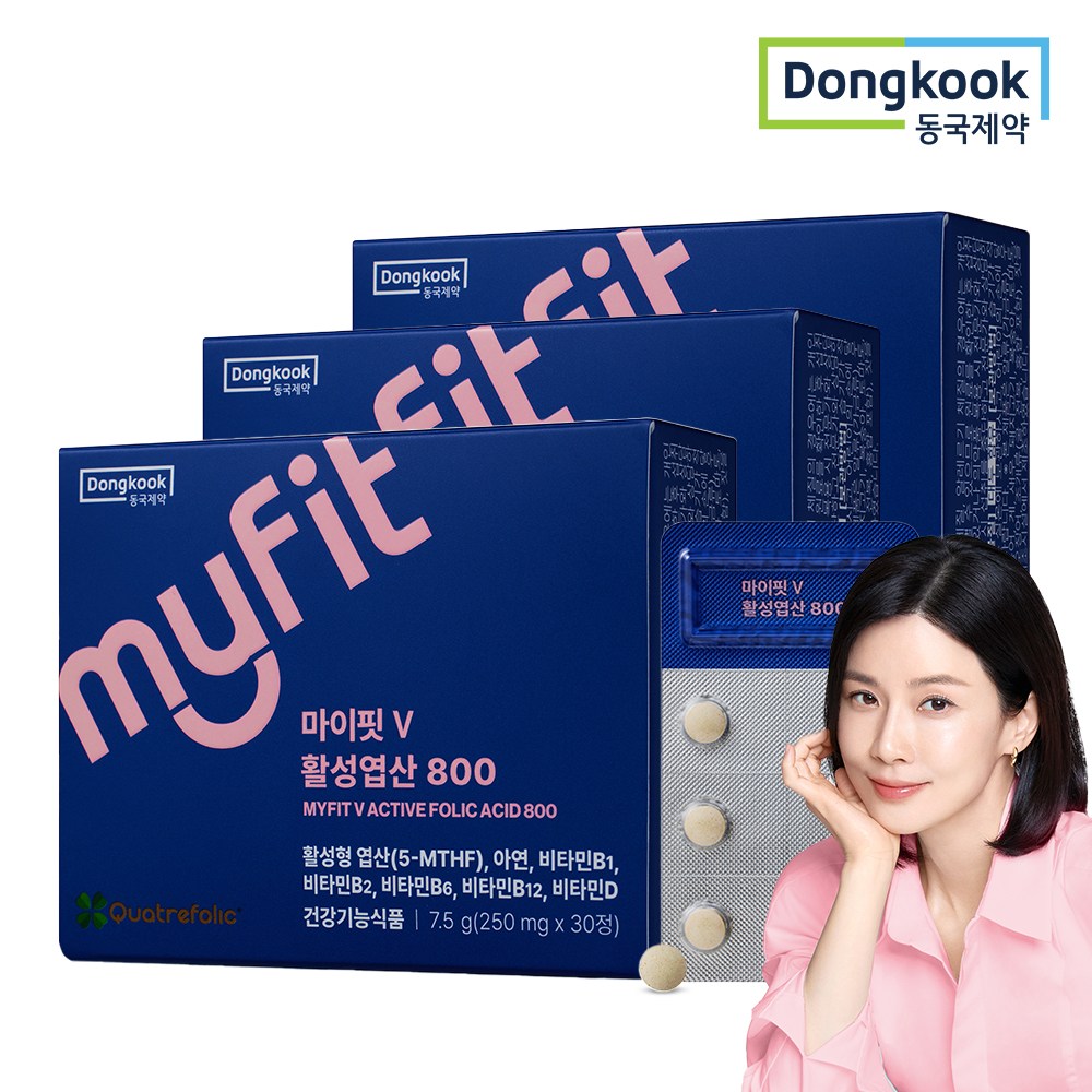동국제약 마이핏 이보영 임산부 특허 활성형 엽산 800 이노시톨 영양제, 3팩, 30정 29,890원