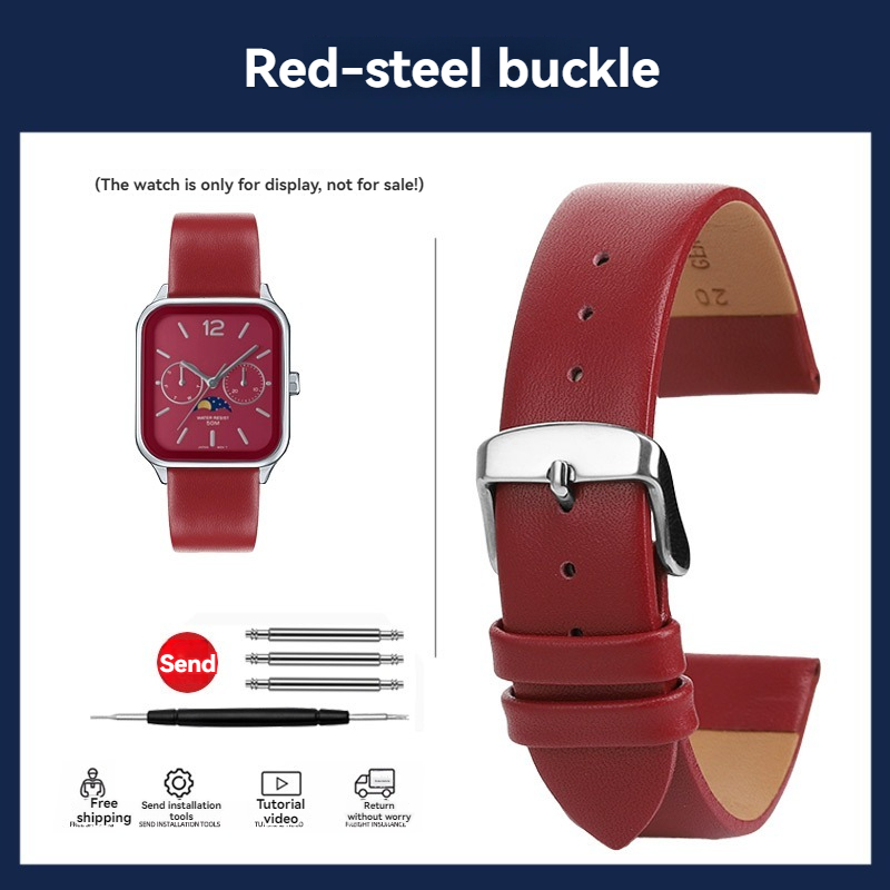 카시오 스몰 스퀘어 문페이즈 MTP-M305 소가죽 시계 스트랩 20mm 팔찌 송아지 손목밴드 블랙 레드 14,900원