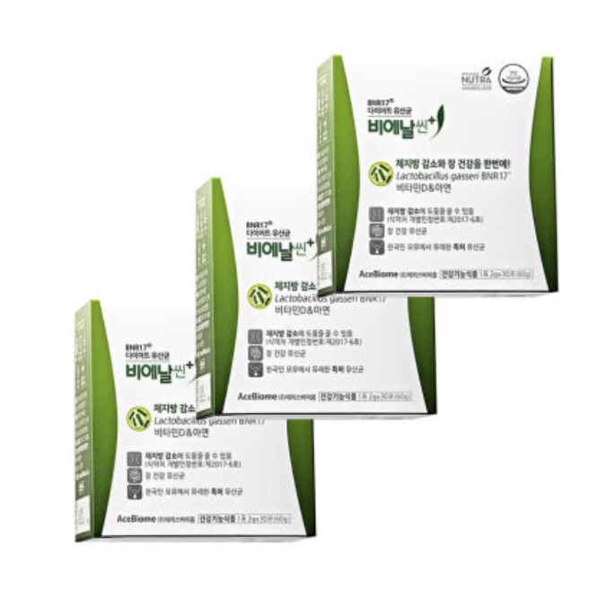 BNR17 김희선 모유 다이어트 유산균 분말 비에나 비엔나 17 유산균 가루 3박스 90포, 1세트, 90회분 299,980원