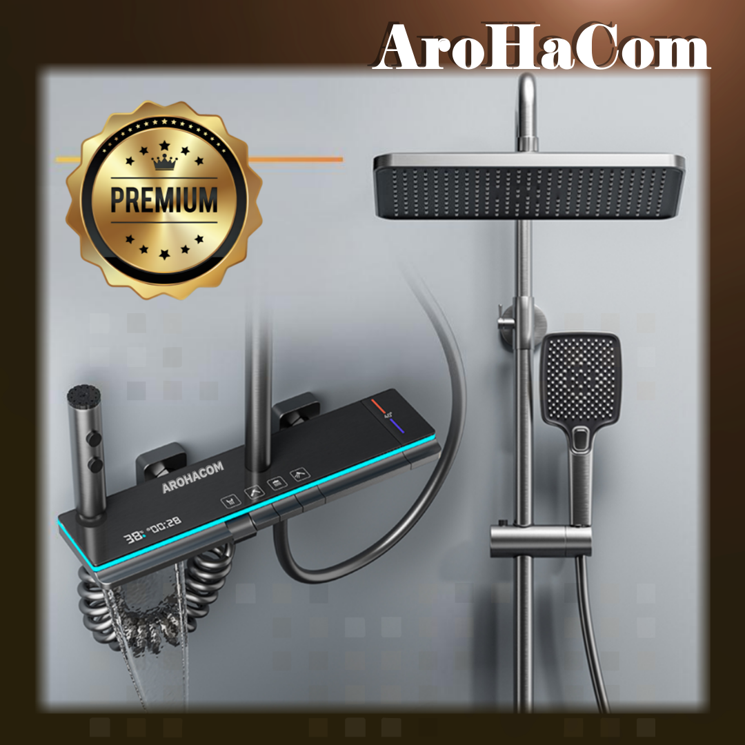 아로하닷컴 해바라기샤워기 해바라기 수전 고급형 레인 샤워 패널 고급 화장실 교체 욕실 선반, 럭셔리그레이(항온모델), 1개 297,000원