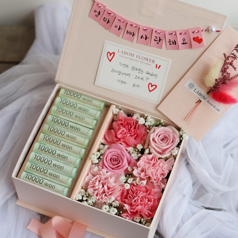 라봄플라워 생화100% 진짜꽃 용돈박스 어버이날 돈꽃상자 플라워박스 29,800원