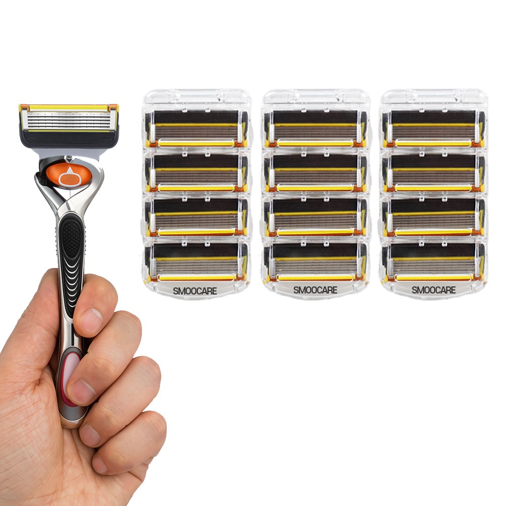 SMOOCARE 5중 프로쉴드 옐로우 면도날+스윙면도기 4카트리지 프리미엄 질레트 호환, 12개 17,900원