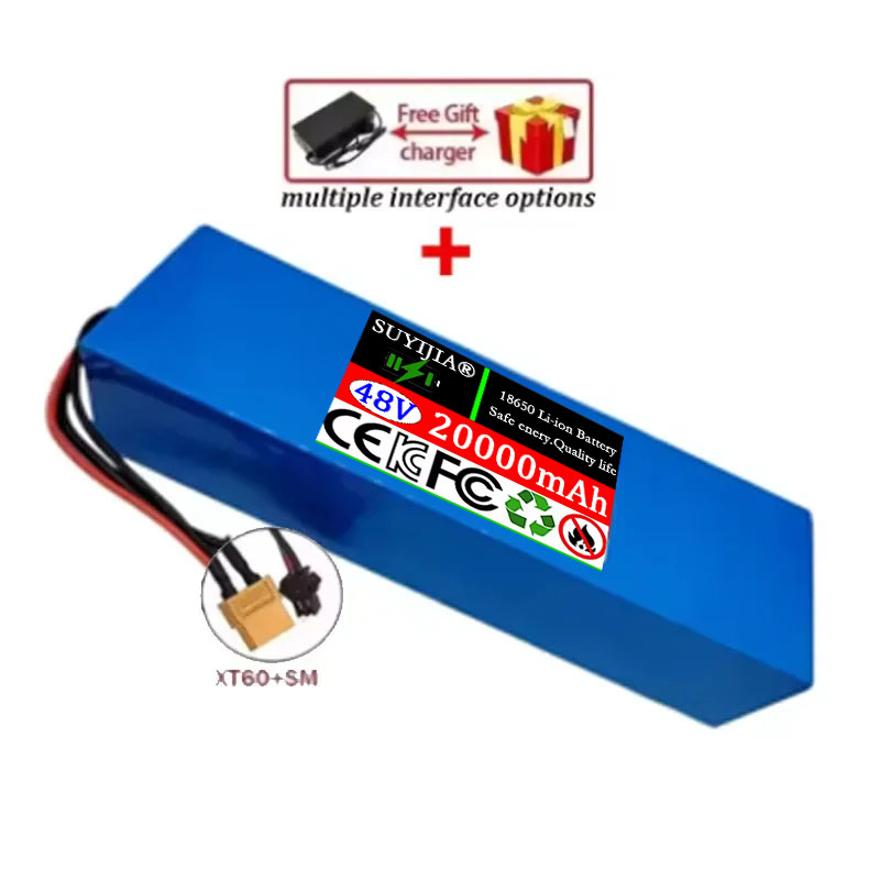 48V 13S2P 18650 강력한 배터리 팩 20Ah 대용량 리튬 충전식 이온 54.6v 충전기 포함 105,430원