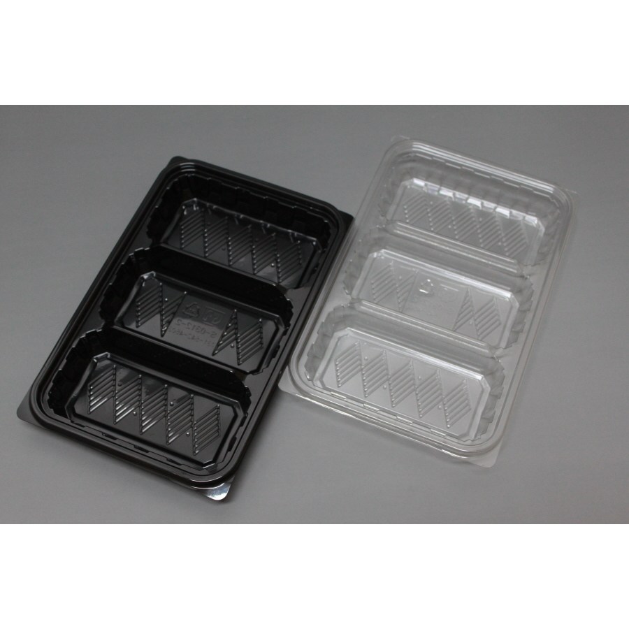 3칸용기 반찬용기 S-0312-2(투명,검정)-600개(SET) 260,310원