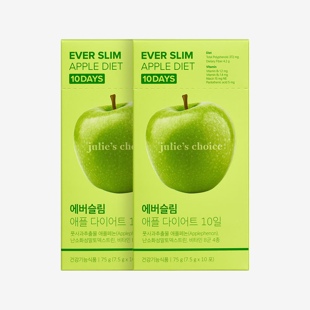 줄리스초이스 에버슬림 애플 다이어트 10일 식후혈당 다이어트보조제 혈당컷 탄수화물 비타민B 식이섬유 체지방감소 사과맛다이어트 51,800원