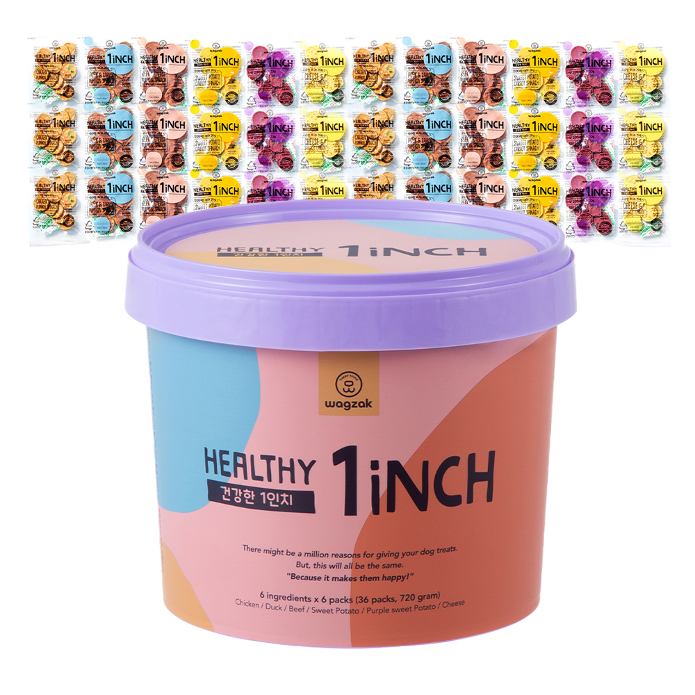 와그작 반려동물 건강한 1인치 버라이어티팩 건조간식 36p, 혼합맛(닭고기/오리고기/소고기/고구마/치즈/자색고구마/야채), 720g, 1세트 26,560원