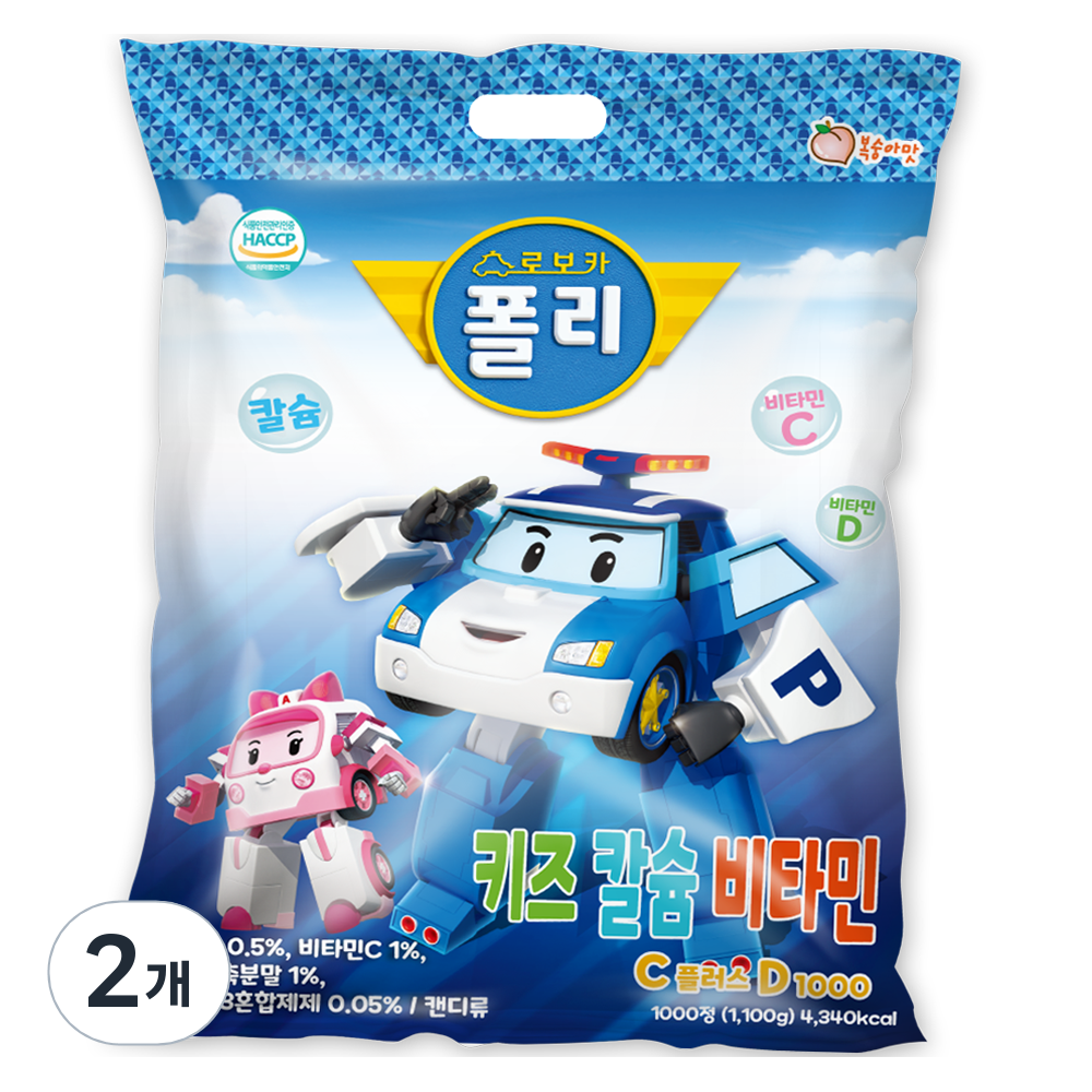 로보카폴리 키즈 칼슘 비타민C 플러스 D 1000, 1.1kg, 2개 31,800원