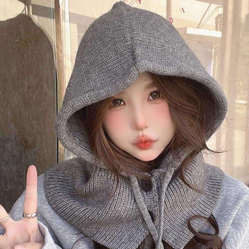 1+1 니트 바라클라바 후드목도리 넥워머 머플러 모자 목도리 보온 방한용품 가을 겨울 커플 프리미엄 171g 22,500원