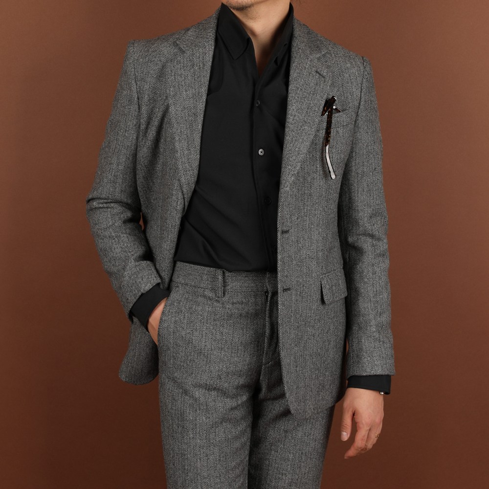 로얄수트 울 헤링본 그레이 정장세트 남자겨울수트셋업 세미정장 179,000원
