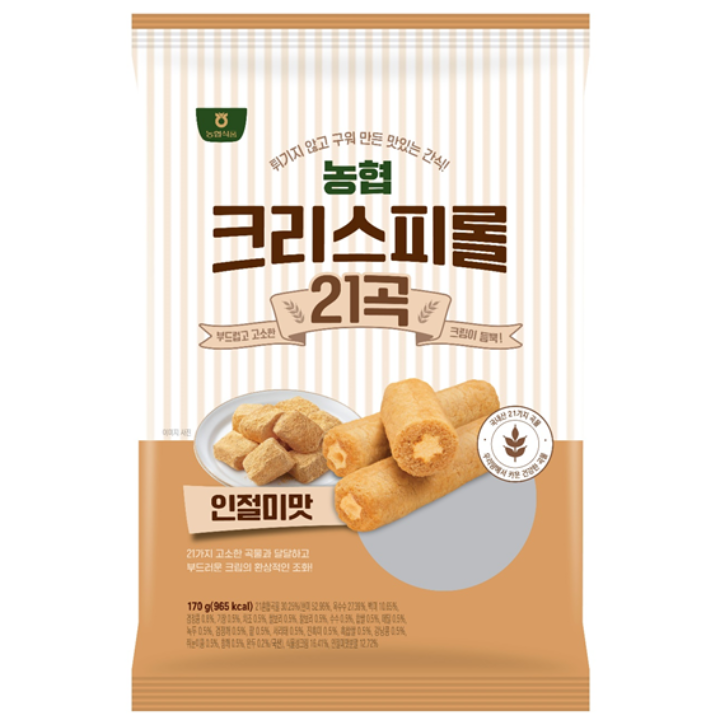 [농협] 국산곡물21곡 크리스피롤 인절미맛, 170g, 10개 42,900원