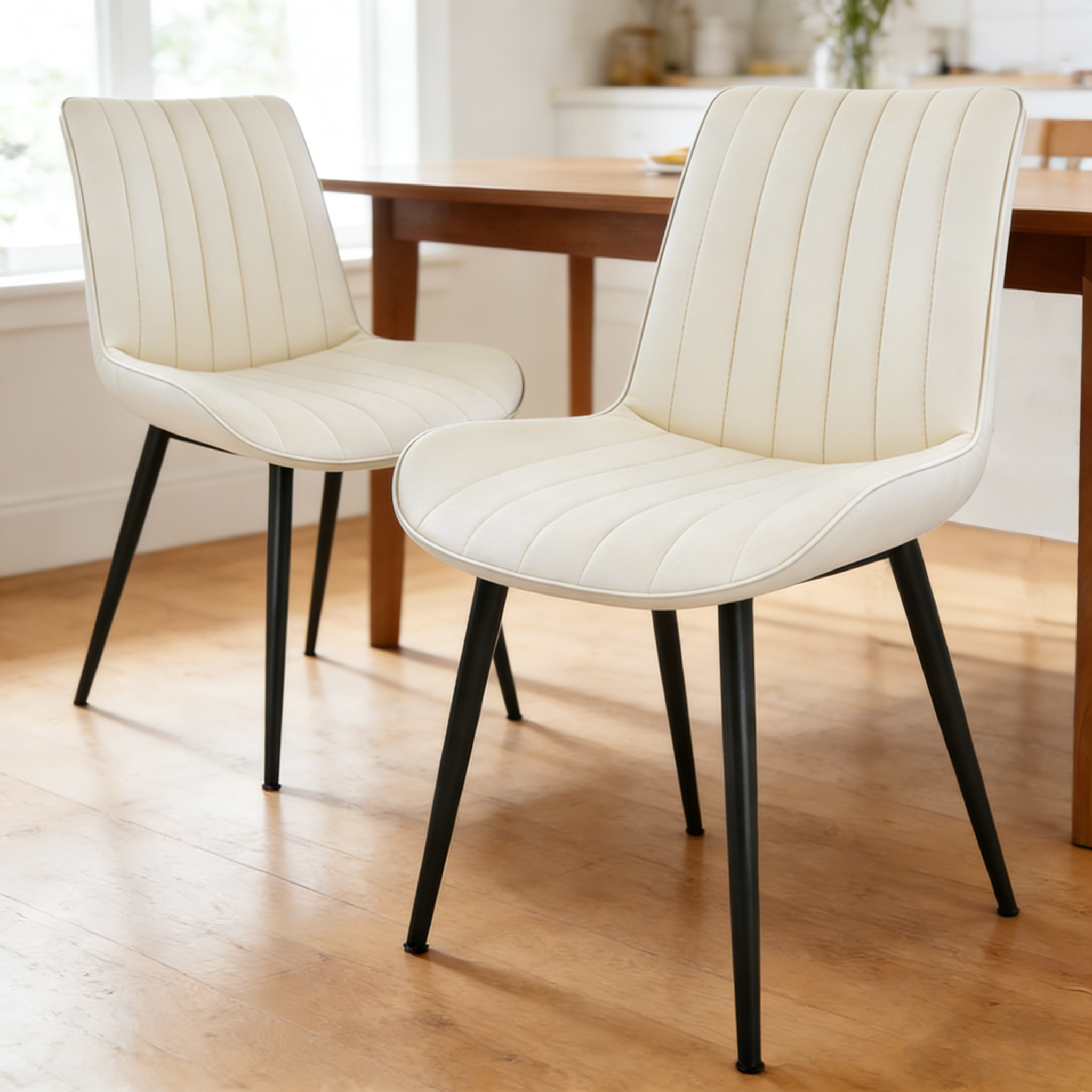 Doreso 식탁의자2p 카페의자 업소용 식당의자 등받이 캐주얼 쾌적한 가죽 의자, 2개, 베이지 112,900원