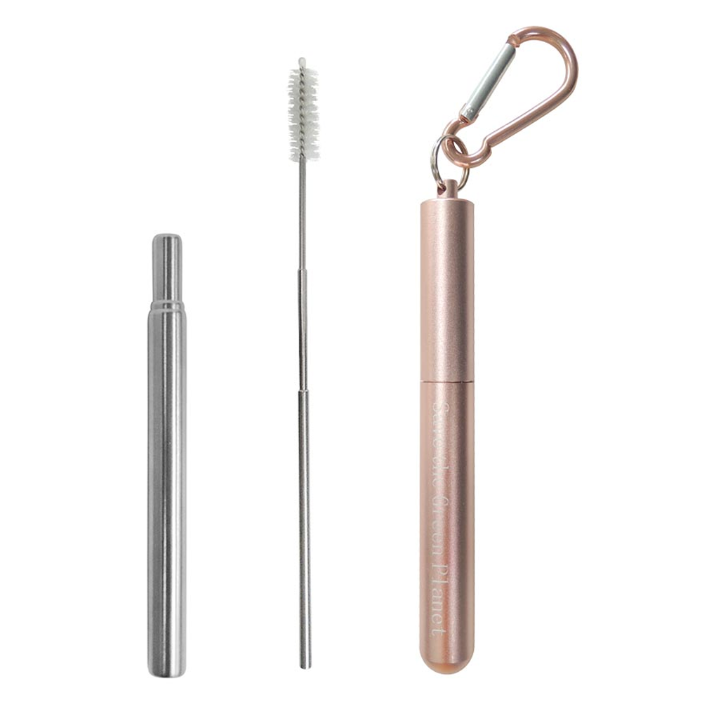 스테인레스 스텐 빨대 3단 3종 세트, 1세트, 핑크골드 9,550원