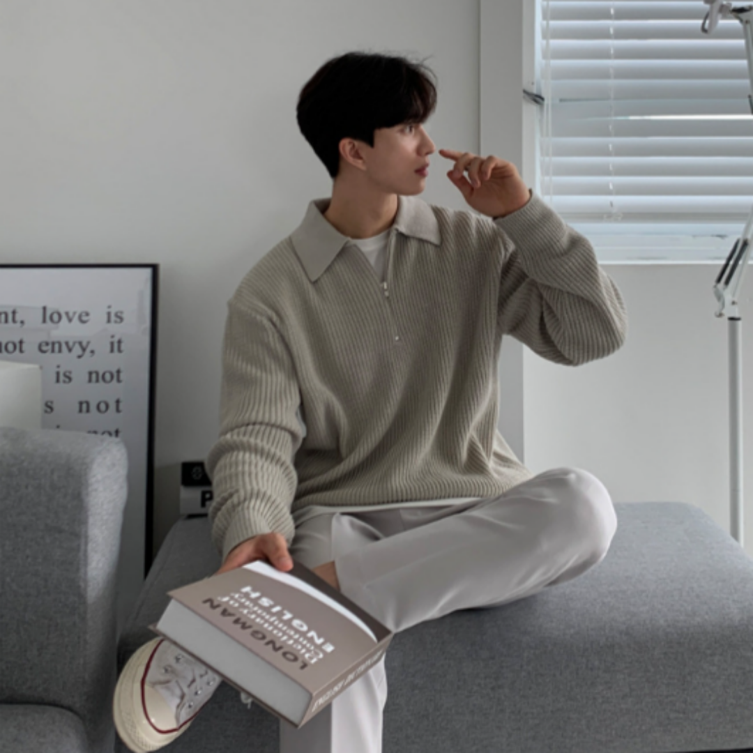 코엑티 남성 반집업 카라 스웨터 니트 자켓 긴소매 긴팔티 17,800원