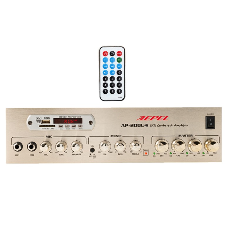 AEPEL 4채널 usb 블루투스 멀티앰프, AP-200U4, 골드 156,300원