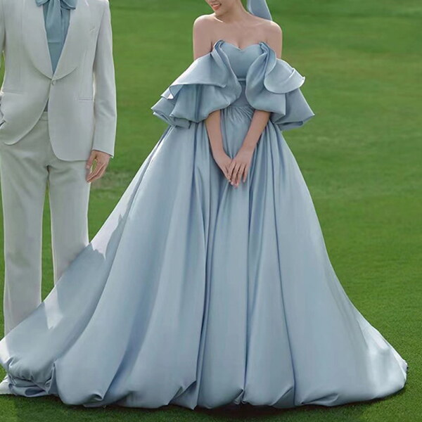 [지앤제이커머스] 교복몰 스카이블루 오프숄더 여신 드레스 웨딩촬영 245,900원