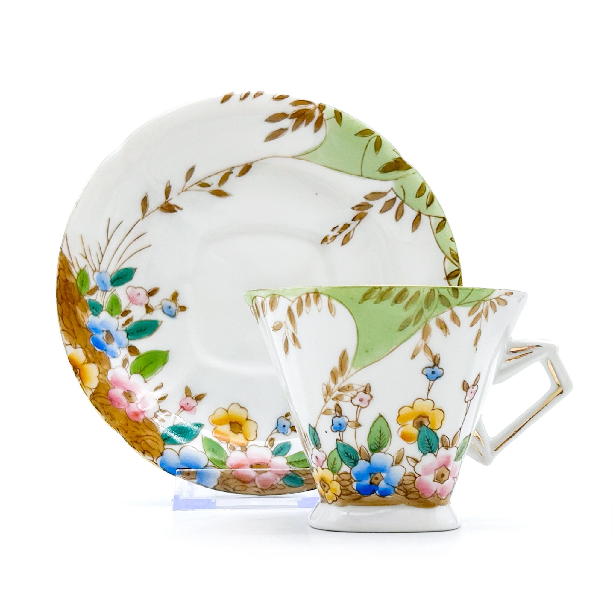 Antique 일본 빈티지 핸드페인팅 찻잔 듀오 앤틱 도자기 수집품 아르데코 커피잔 홍차잔, 1세트, 화이트+패턴 122,000원