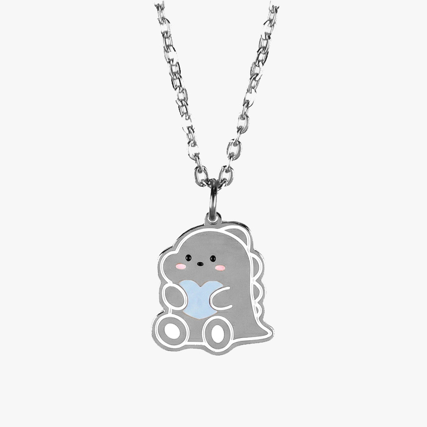 MX KIDS 써지컬스틸 미아방지 목걸이 233K 하트 공룡 실버 유아동 이름 각인, 1개, 실버-블루하트 19,900원