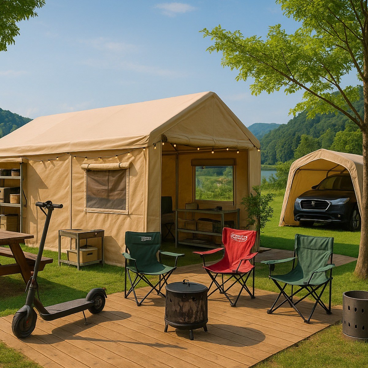 코스트코천막 텐트 3mx6m 풀세트 주차 차고지 케노피 차양막 차량용 행사용 대형 장박, ivory 437,850원