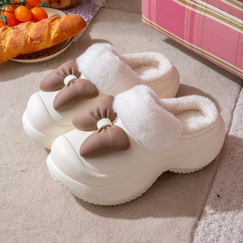 SUNNYTRIP 여성 방수 리본 털슬리퍼 5cm 굽 실내외겸용 겨울 방한화 21,900원