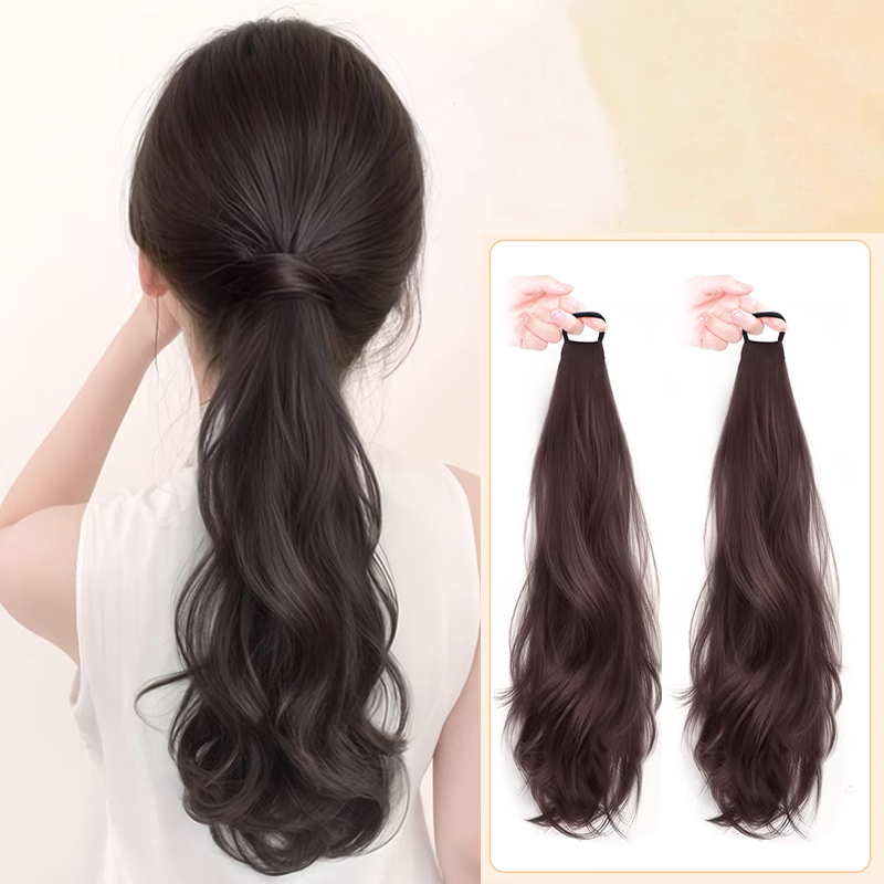 상덕 포니테일가발 머리끈 가발 (똥머리가능) 50CM, 2개, 브라운블랙 36,300원