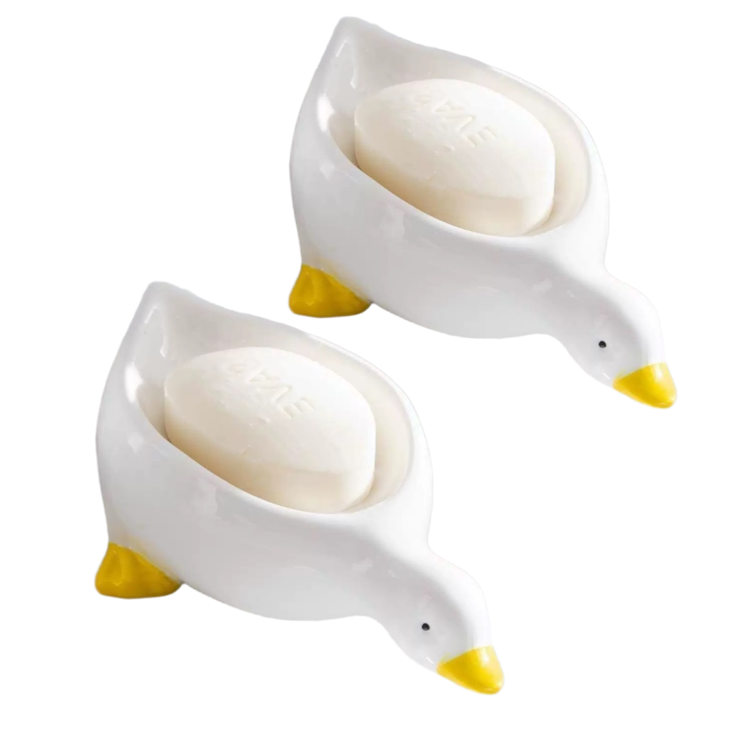 [귀염뽀짝] 소소무역 자동 물빠짐 오리비누거치대 세트, 하양색, 2개 4,990원