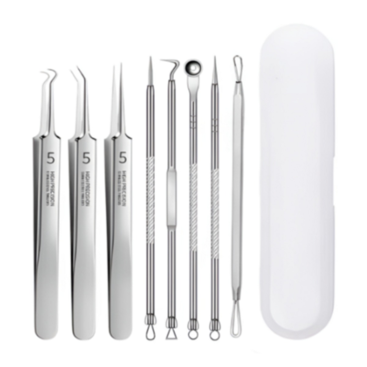 오데트 전문가용 초정밀 피지 핀셋 압출기 8종 세트, 1세트, 실버 9,900원