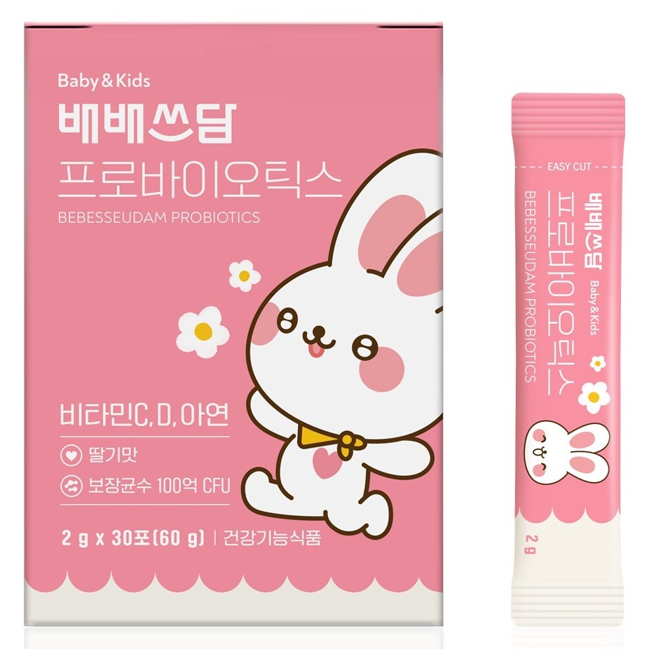 배배쓰담 프로바이오틱스 면역 장 건강 비타민D 유아 유산균 딸기맛 30p, 60g, 1개 34,000원