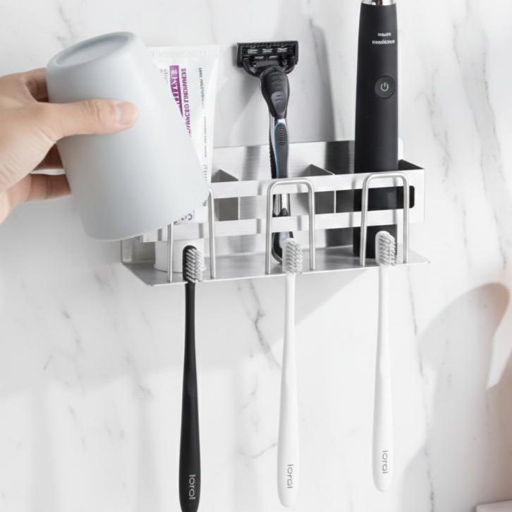 윤슬마켓 무타공 스텐 칫솔꽂이 욕실 칫솔걸이 치약 거치대 양치컵 홀더 20,900원