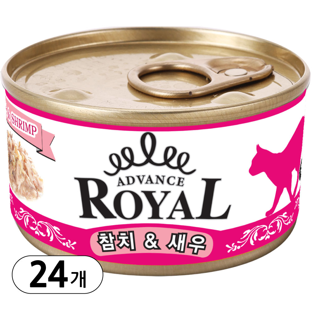 로얄 어드밴스 캔 (1box x 24개입) 고양이 캔 간식 통조림, 24개, 85g, 어드밴스 로얄 참치&새우 23,400원