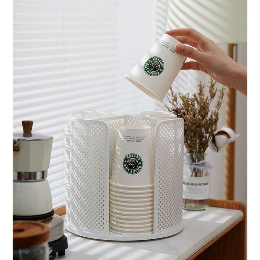 찬란한리빙 회전식 디스펜서 다용도 종이컵 수납 정리 홀더, white, 1개 12,190원