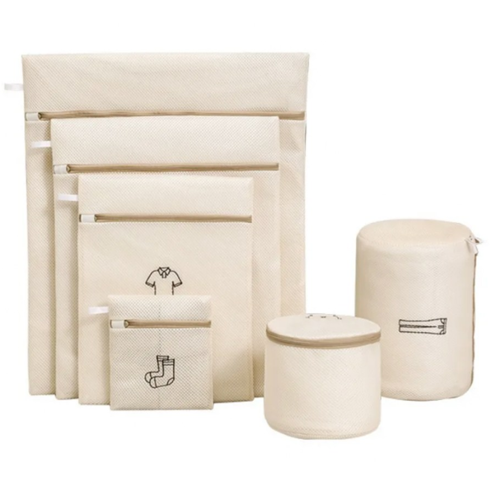 프리미엄 이중 메쉬 세탁망 6종세트 패딩 의류 빨래 손상 방지 세탁, 베이지6종 15,900원