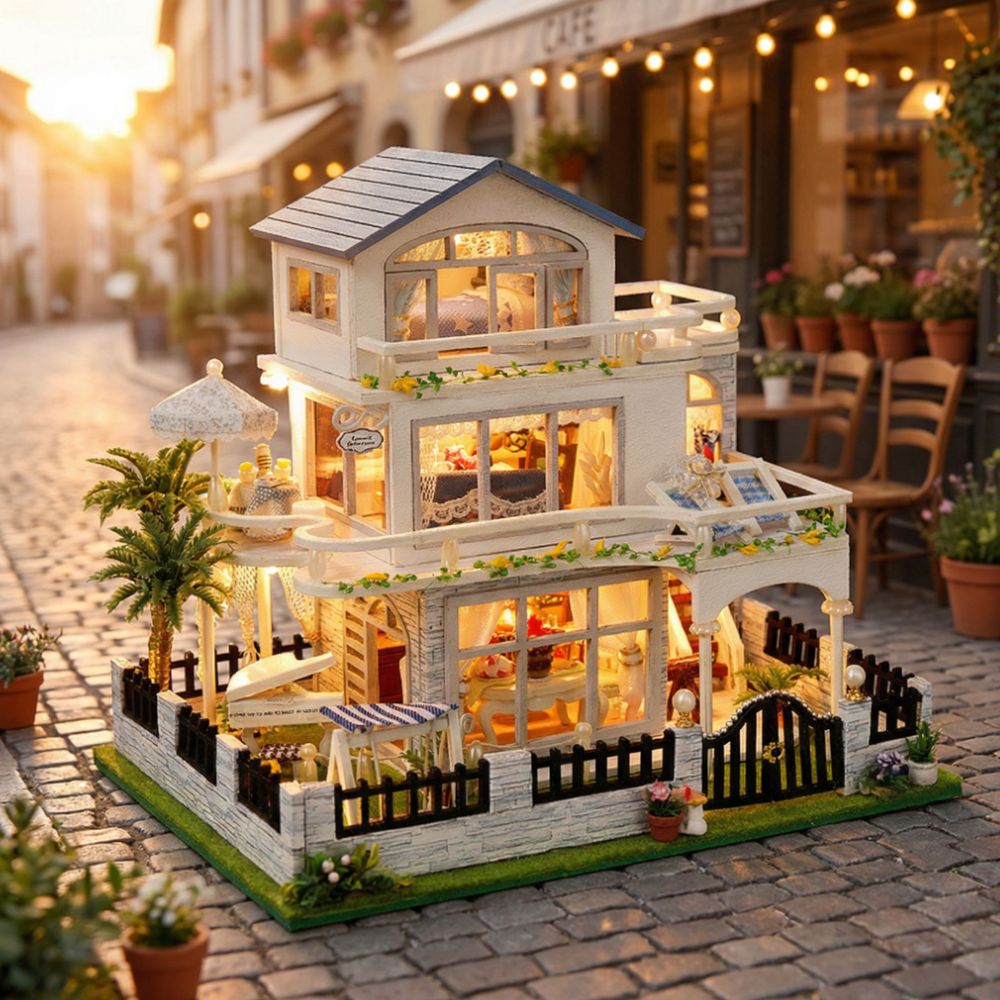 FOOI 연남동 3층 테라스 카페 미니어처 DIY 키트 LED 감성 인테리어 38,000원