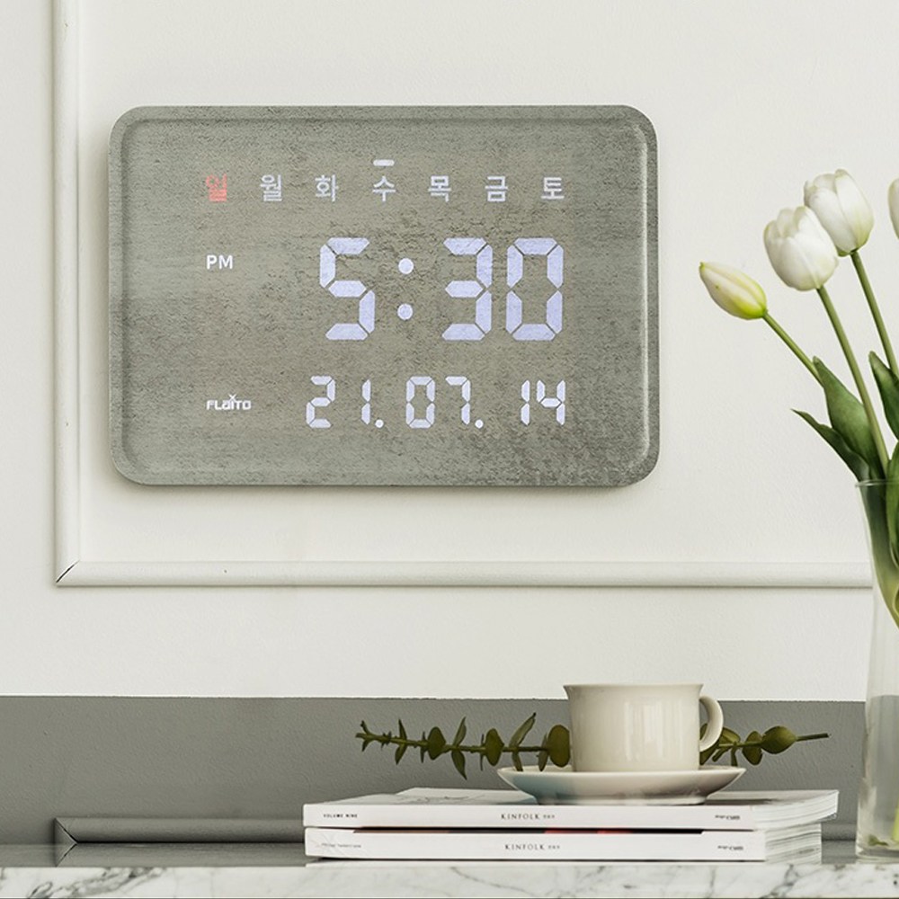 플라이토 우드 루이스 인테리어 LED 디지털 전자 벽시계 36cm 159,000원