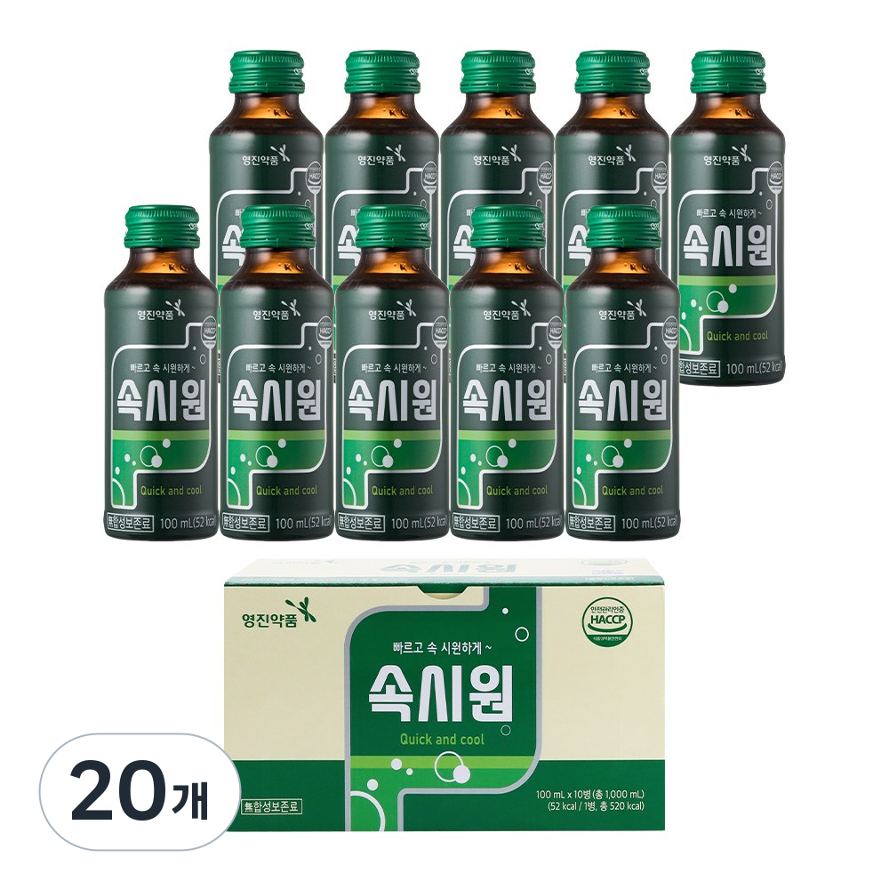 영진약품 속시원 식후 케어 소화 음료 상쾌한 컨디션 관리, 20개, 100ml 15,830원