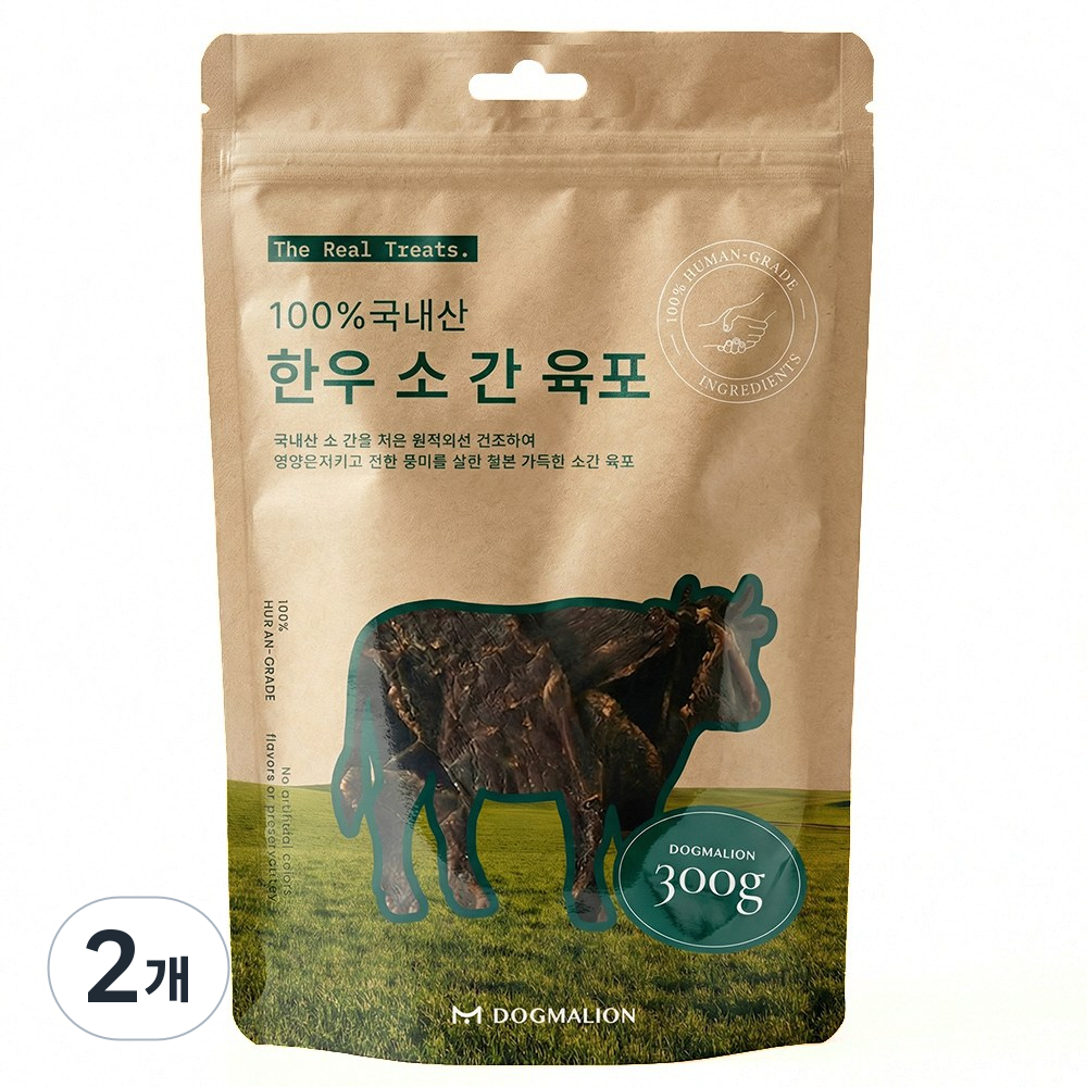 도그말리온 국내산 강아지 수제간식 대용량 6종, 2개, 300g, 한우 소 간 육포 17,600원