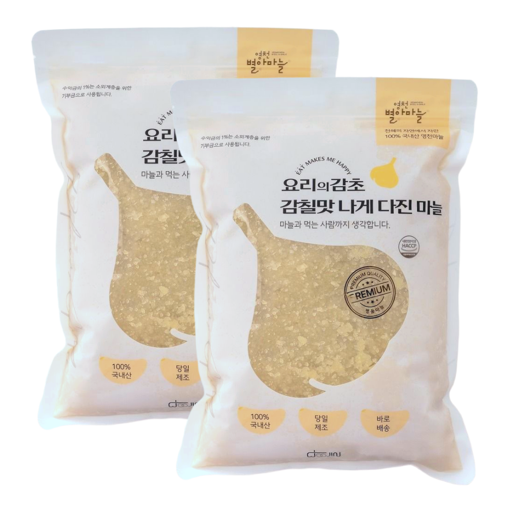 25년 국산 다진마늘 꼭지제거 간마늘 당일제조, 2개, 1kg 22,960원