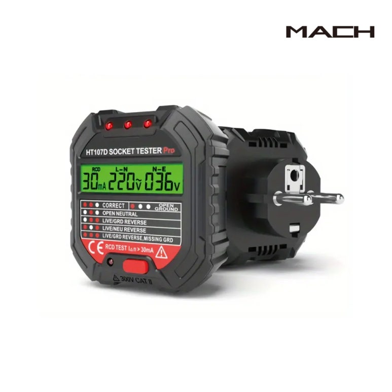 MACH 콘센트 안전점검 코드만 꽂으면 점검 끝 전기 위험 미리 잡아주는 소켓 테스터기 전기 콘센트 불량 바로 확인 인테리어공사 입주전후 배선 체크 가전 스파크 증상 체크기 17,900원