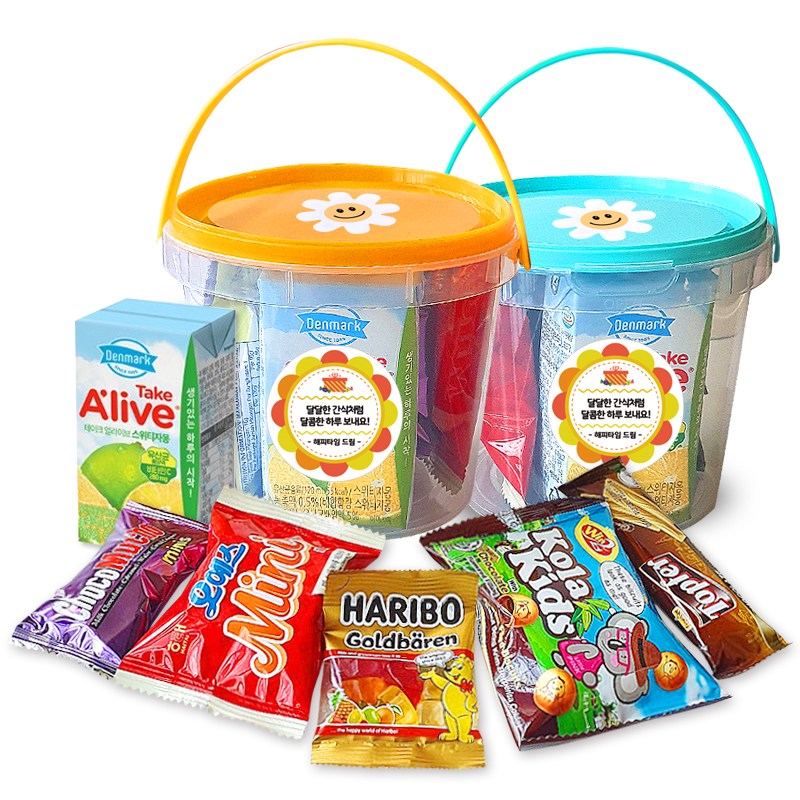 유치원 생일답례품 어린이집 답례품 교회 간식 어린이 단체간식 구디백 개별포장 간식 6종, 1개, 800ml 3,800원